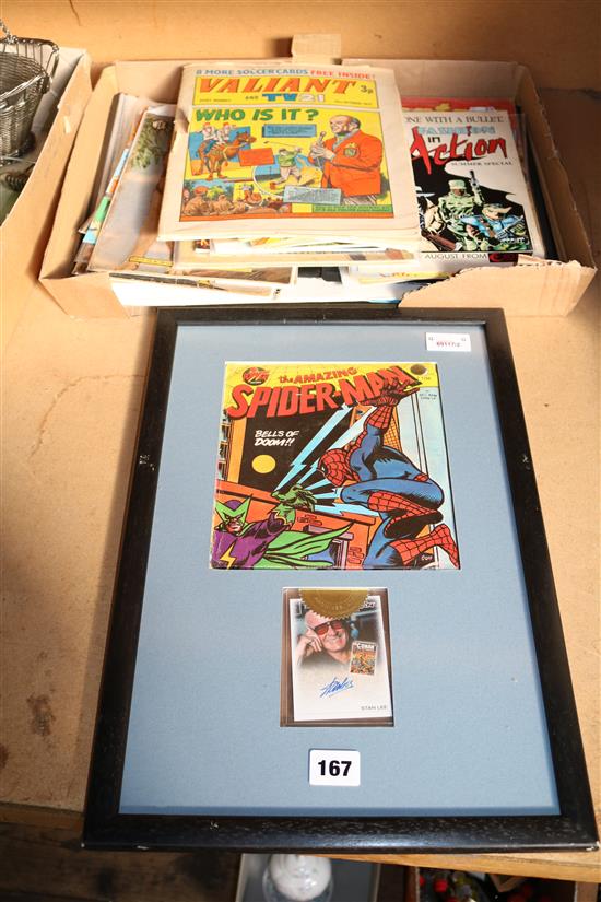 Framed Superman Little LP (signed Stan Lee), lobby cards, entertainment ephemera, Mighty Zor, sundry comics, Sir! magazine etc